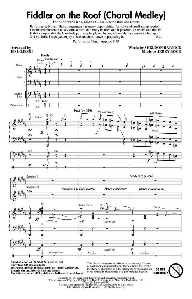 Fiddler on the roof - Choral Medley