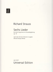 6 Lieder für hohe Stimme und Klavier op. 19 TrV 152 (1888)