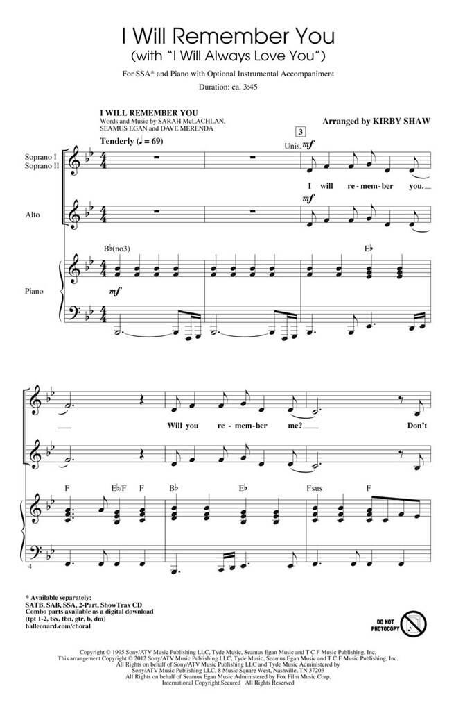 I will remember you, with I will always love you