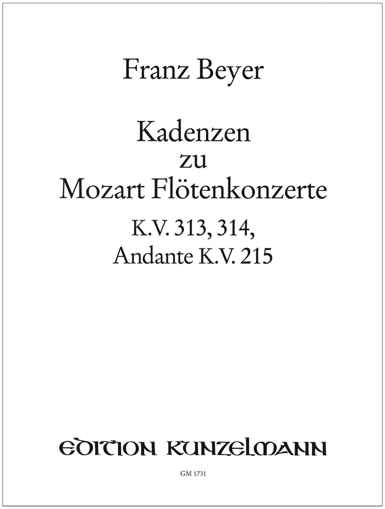 Kadenzen zu Mozart Flötenkonzerten KV 313, 314, Andante KV 315