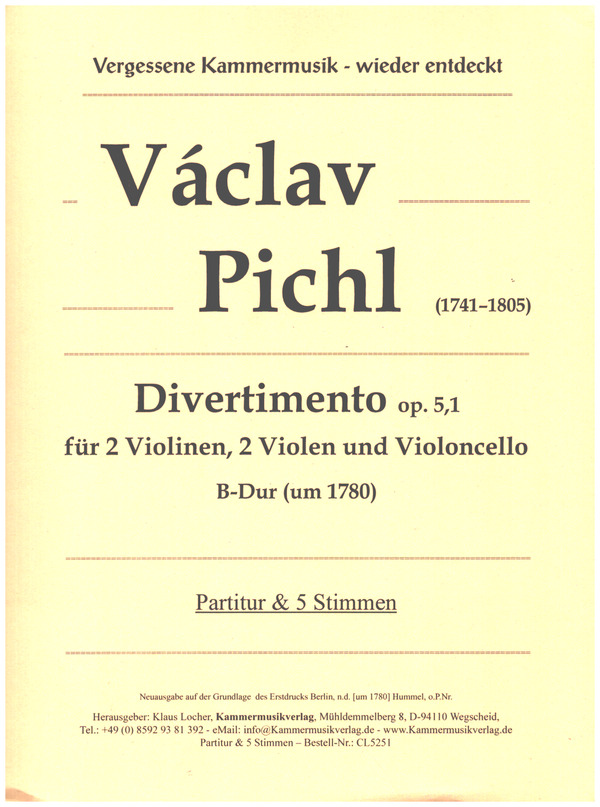 Divertimento für 2 Violinen, 2 Violen und Violoncello B-Dur