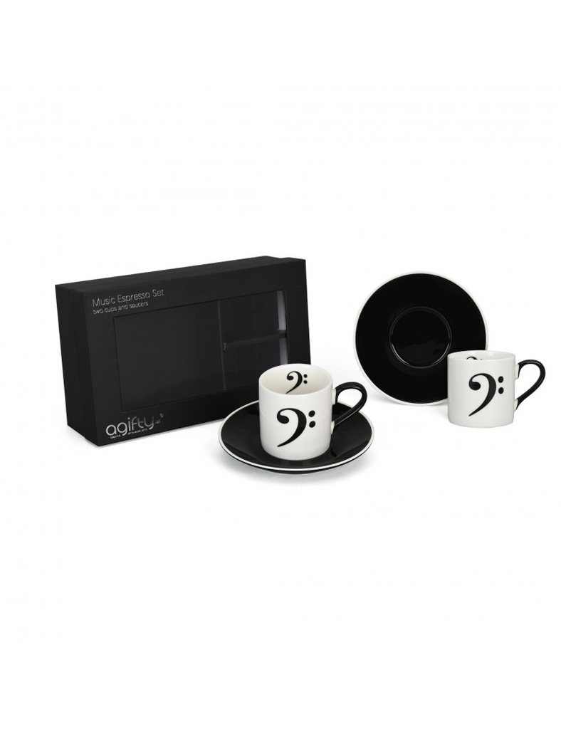 Espresso Cups with Saucers "Bass Clef"