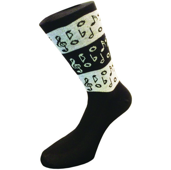 Herrensocken Musiksymbole Grau/Schwarz