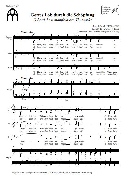 O Lord how manifold are Thy works / Gottes Lob durch die Schöpfung