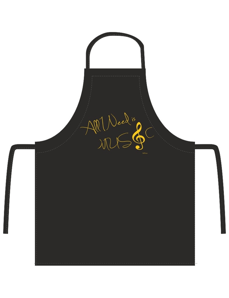 Apron "All I need is Music" black/golden