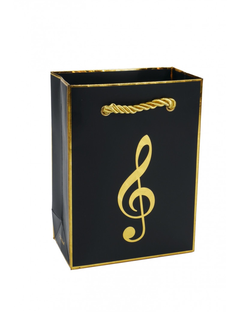 Geschenktasche Violinschlüssel schwarz/gold