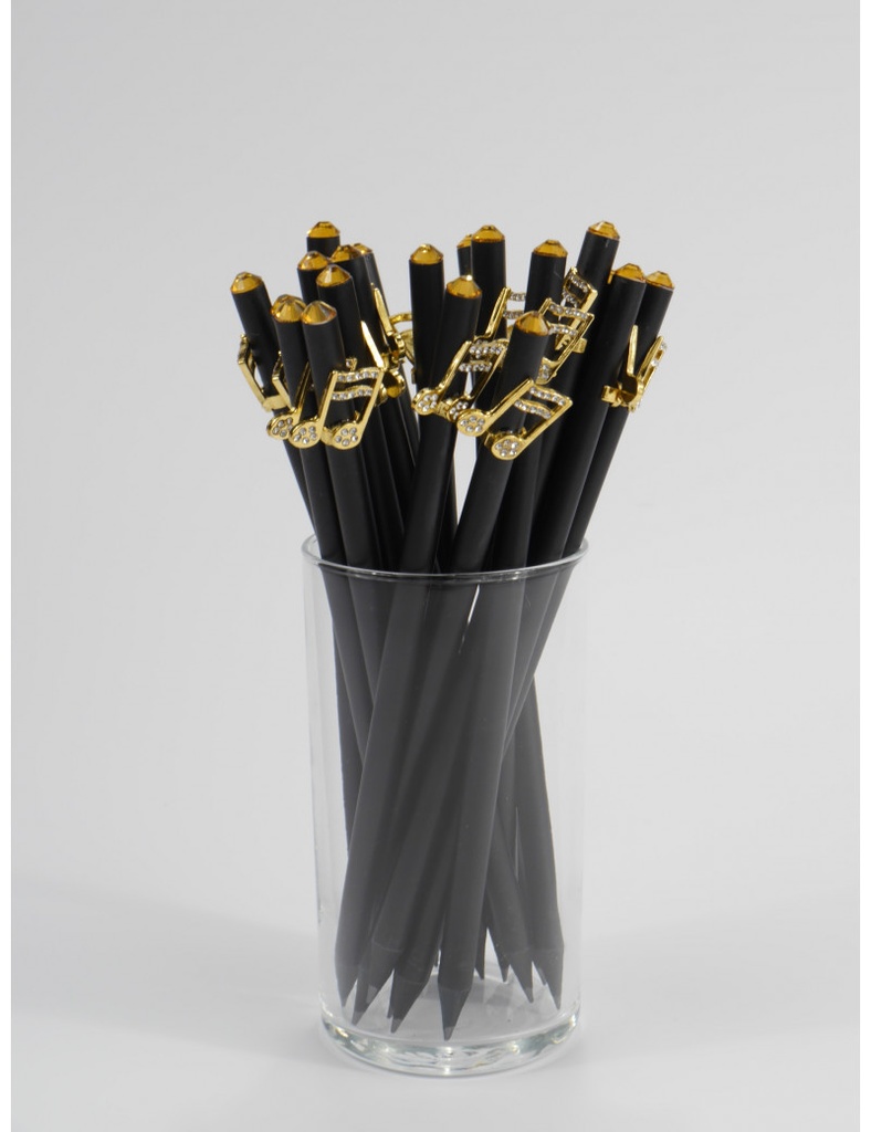 Bleistift mit Noten-Charm & Kristall Gold