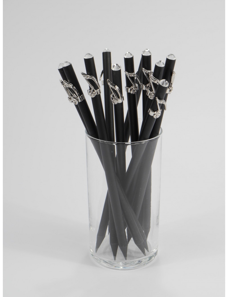 Bleistift mit Achtelnoten-Charm & Kristall Silber