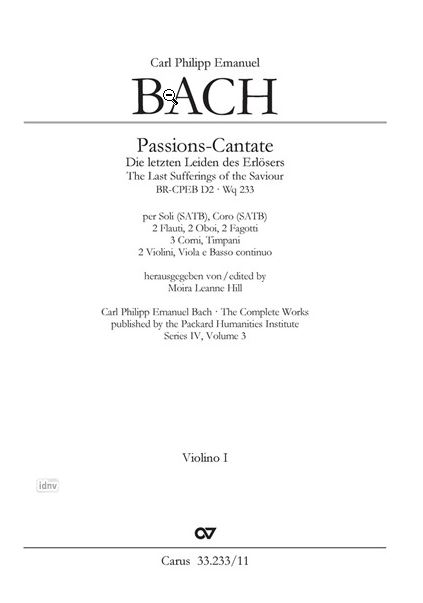 Passions-Cantate - Die letzten Leiden des Erlösers Wq 233/BR-CPEB D 2