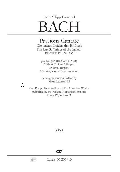 Passions-Cantate - Die letzten Leiden des Erlösers Wq 233/BR-CPEB D 2