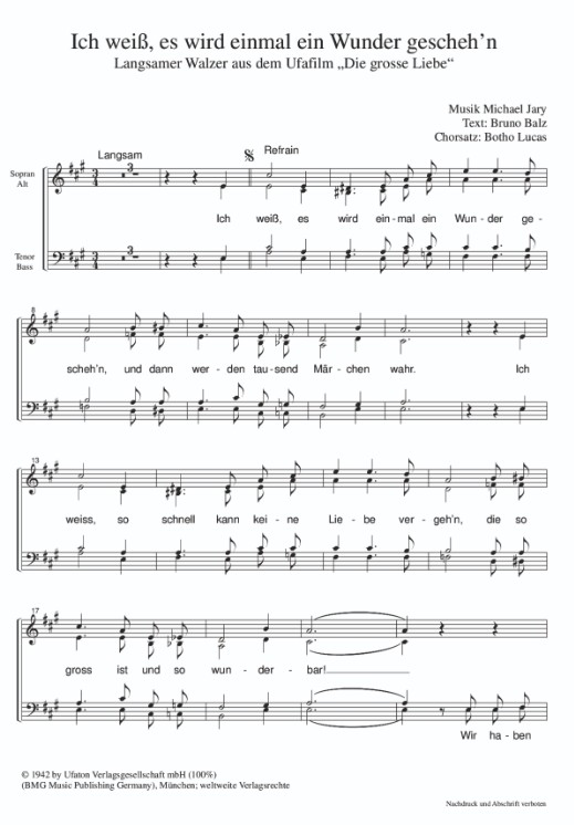 Ich weiß es wird einmal ein Wunder geschehn