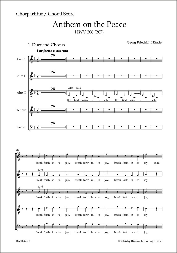 Anthem on the Peace HWV 266