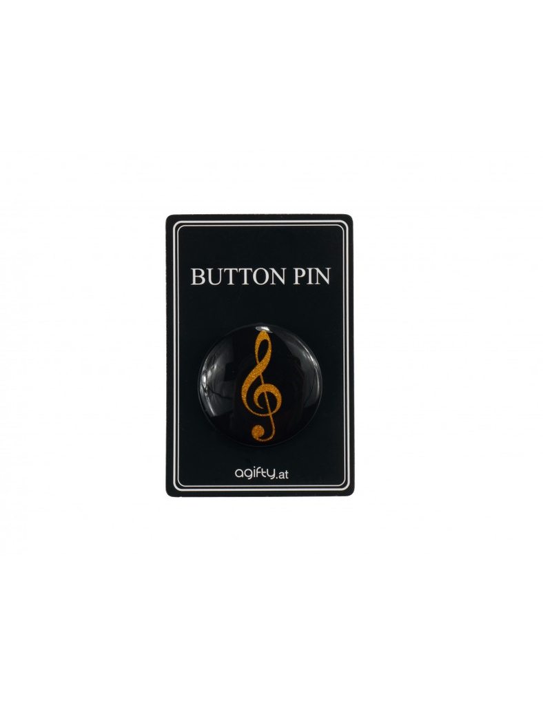 Ansteckbutton Violinschlüssel gold/glitter