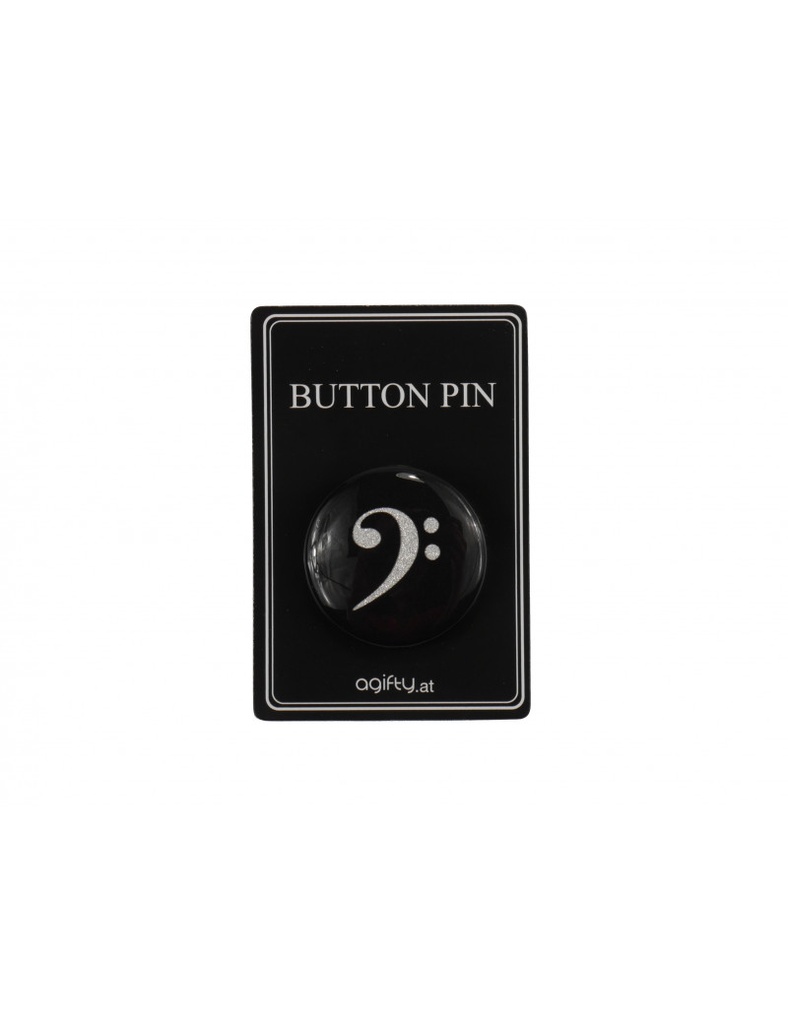 Ansteckbutton Bassschlüssel silber/glitter