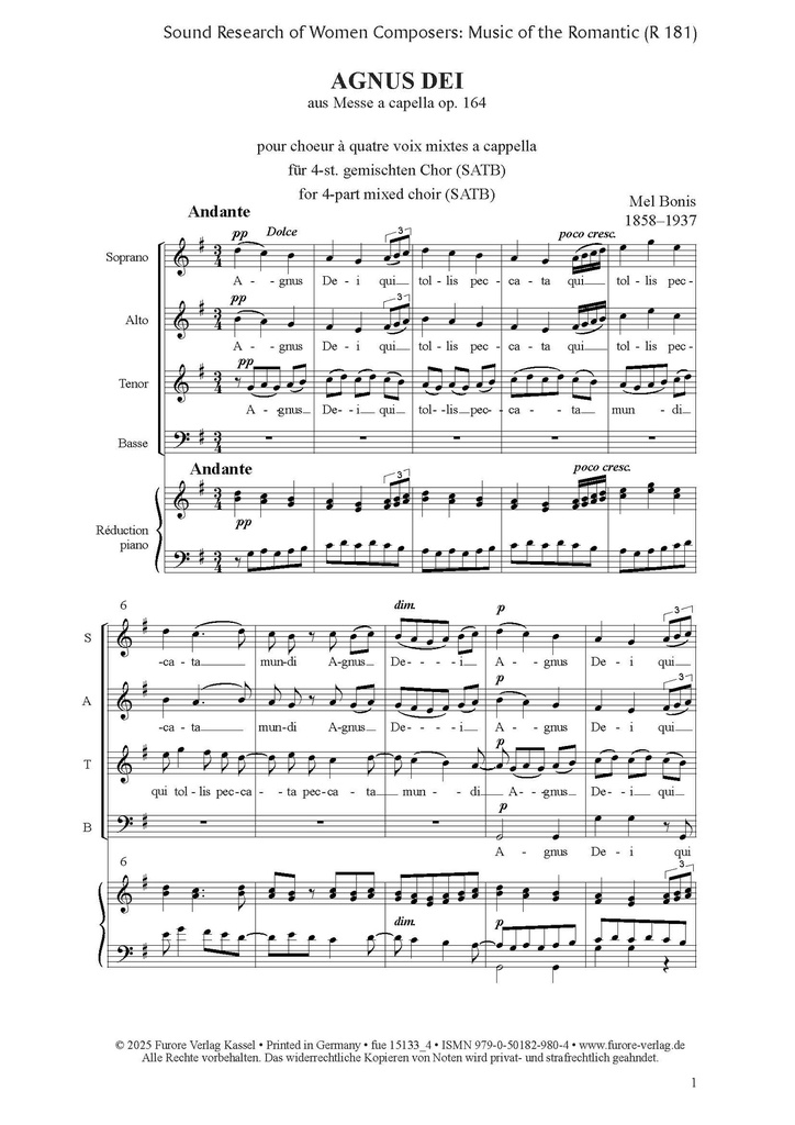 Agnus Dei aus Messe a cappella op. 164