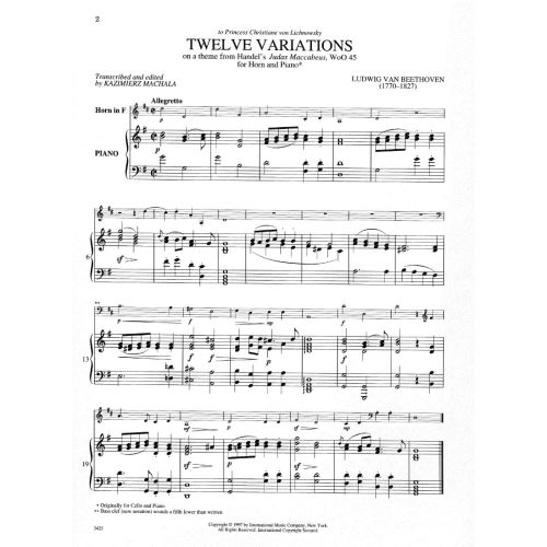 12 Variations on a theme from Händel's Judas Maccabeus WoO 45