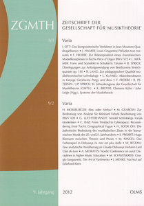 ZGMTH - Zeitschrift der Gesellschaft für Musiktheorie, 9. Jahrgang 2012