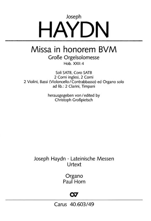 Große Orgelsolomesse, Hob. XXII:4