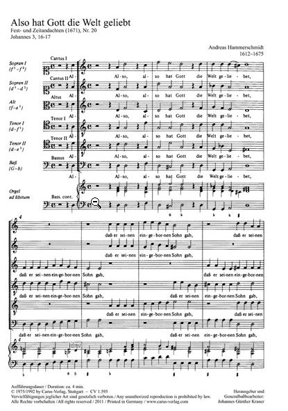 Also hat Gott die Welt geliebet