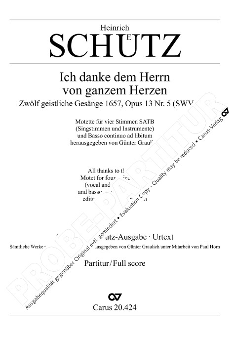 Ich danke dem Herrn von ganzem Herzen, SWV 424