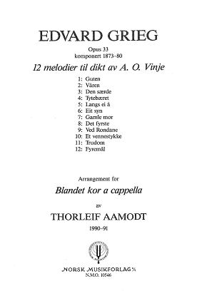12 Melodier til dikt av A. O. Vinje, op. 33
