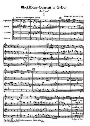 Blockflöten-Quartett G-Dur "Im Harz"