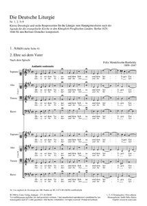 Die deutsche Liturgie - Einzelausgabe von Nr. 2, 1, 6, 8, 9, 5, 7