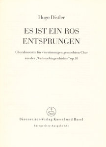 Es ist ein Ros entsprungen, op. 10
