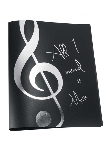[314105] Ring Folder &#34;All I need is Music&#34; Silver