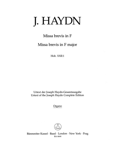 [102648] Missa brevis in F (Jugendmesse), Hob. XXII:1