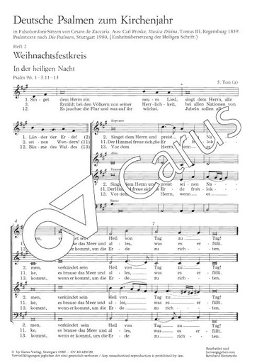 [120968] Deutsche Psalmen zu den hohen Festen der Kirche, Heft 2 : Weihnachtsfestkreis