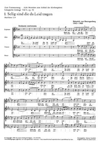 [171186] Zum Totensonntag - Acht Motetten zum Schluß des Kirchenjahres, aus op. 92