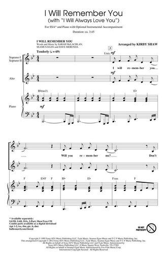 [260334] I will remember you, with I will always love you