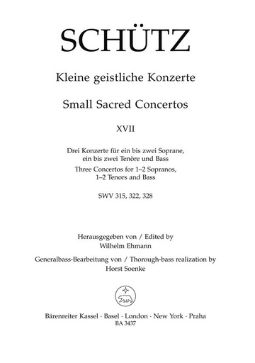 [164891] Drei Konzerte für ein bis zwei Soprane, ein bis zwei Tenöre und Baß