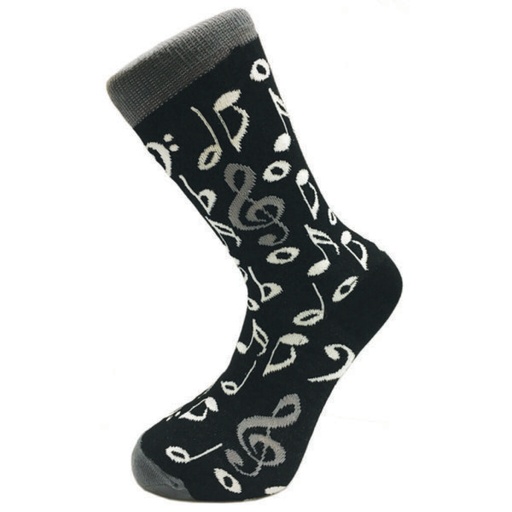 [403270] Herrensocken Musiksymbole Grau & Weiss