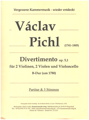 [404359] Divertimento für 2 Violinen, 2 Violen und Violoncello B-Dur