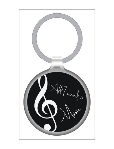 [500575] Keyring "All I need is Music" Black/Silver