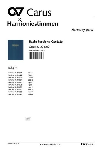 [509885] Passions-Cantate - Die letzten Leiden des Erlösers Wq 233/BR-CPEB D 2