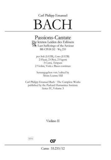 [509887] Passions-Cantate - Die letzten Leiden des Erlösers Wq 233/BR-CPEB D 2