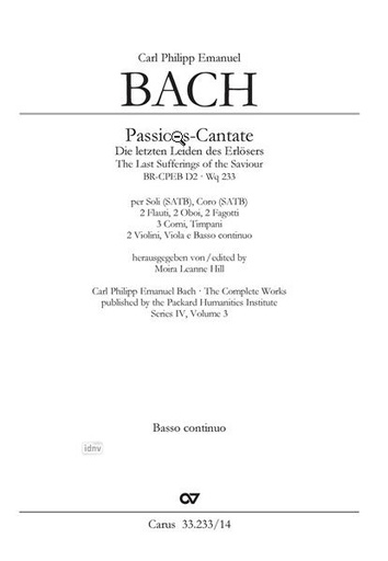 [509889] Passions-Cantate - Die letzten Leiden des Erlösers Wq 233/BR-CPEB D 2