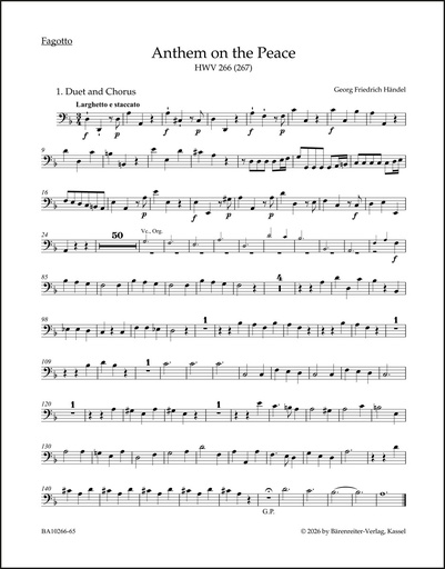 [511964] Anthem on the Peace HWV 266