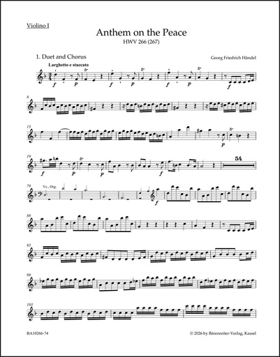 [511966] Anthem on the Peace HWV 266