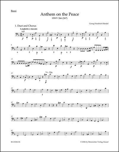 [511969] Anthem on the Peace HWV 266