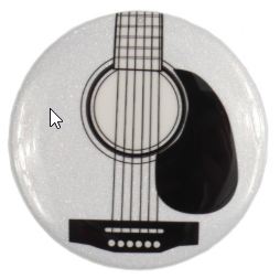 [512116] Magnet Button Gitarre Weiß/Glitter