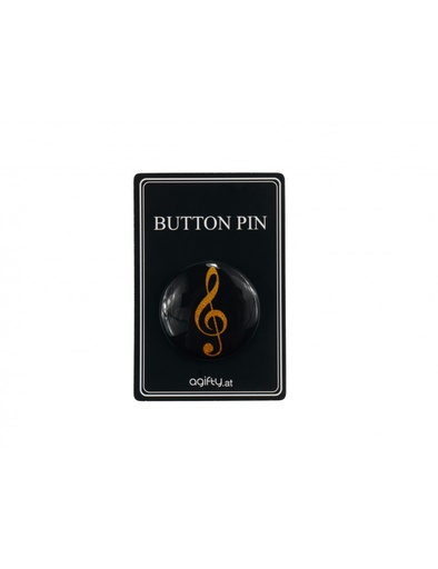 [512140] Ansteckbutton Violinschlüssel gold/glitter