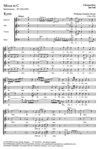 [103464] Missa in C, KV 220 (Spatzenmesse)