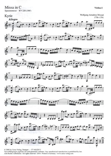[103466] Missa in C, KV 220 (Spatzenmesse)