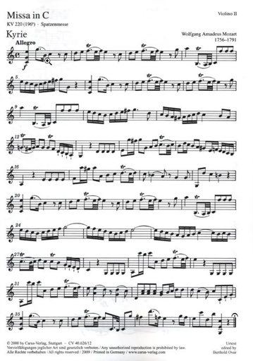 [103467] Missa in C KV 220 (Spatzenmesse)