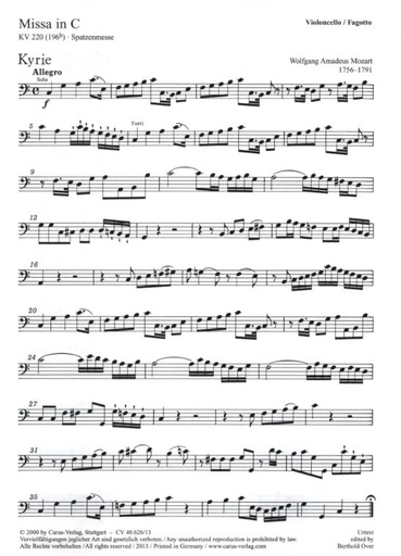 [103468] Missa in C KV 220 (Spatzenmesse)